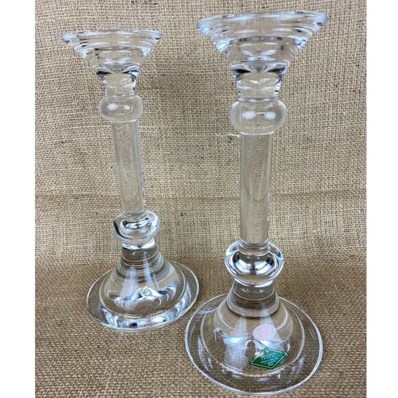 Shannon Lead Crystal Glass Candlestick Holders Set of 2 - Picture 1 of 8